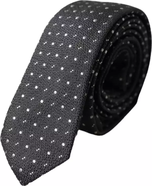 Black Polka Dot Silk Adjustable Men Tie