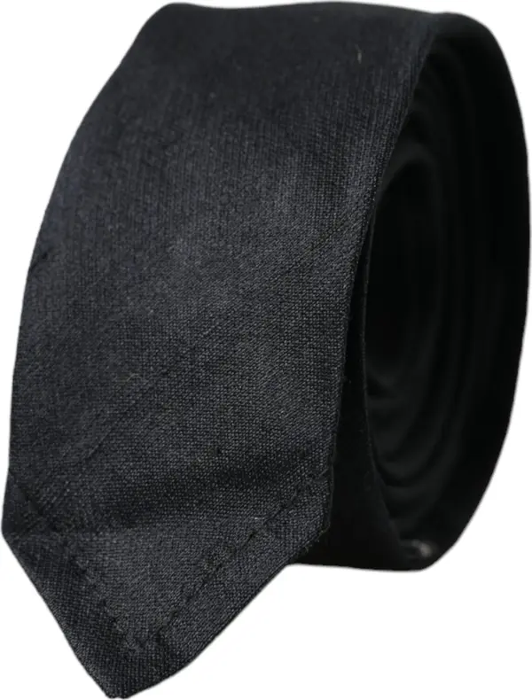 Black Solid 100% Silk Adjustable Tie