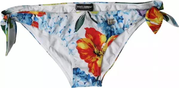White Floral Print Swimsuit Bikini Bottom Swimwear