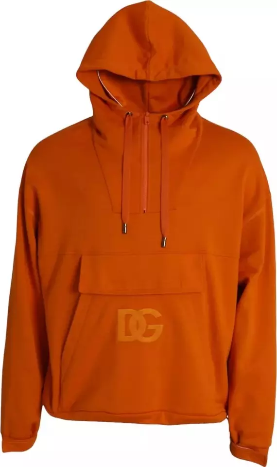 Orange Hooded Pullover Sweatshirt Sweater