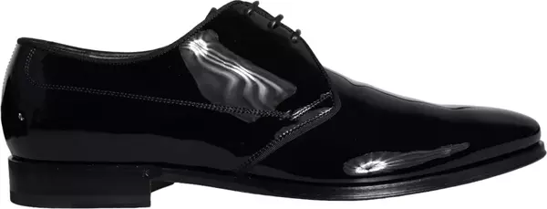 Black Calfskin Leather Derby Men Dress Shoes