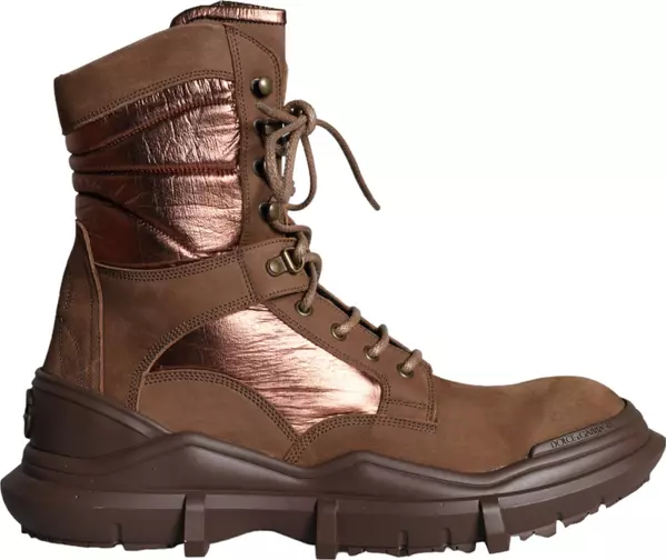 Brown Suede Leather Military Combat Men Boots Shoes