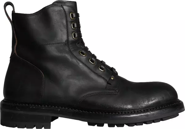 Black Lace Up Mid Calf Boots Men Shoes