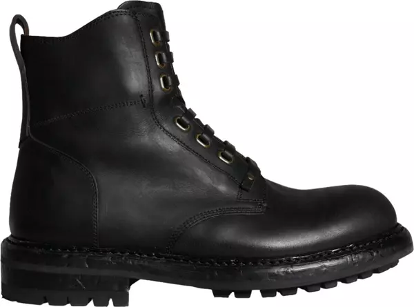 Black Lace Up Mid Calf Boots Men Shoes