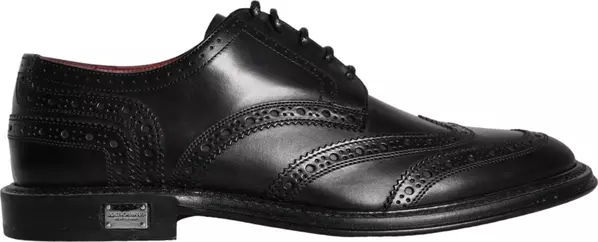 Black Leather Oxford Wingtip Formal Men Shoes