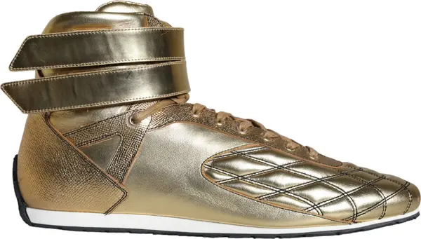 Gold Leather Sartoria High Top Sneakers Shoes