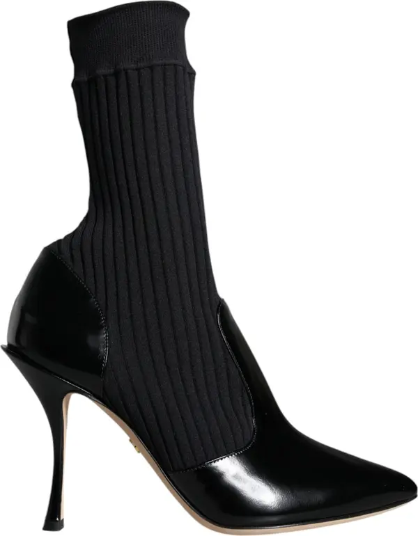 Black Stretch Stilettos Booties Socks Shoes