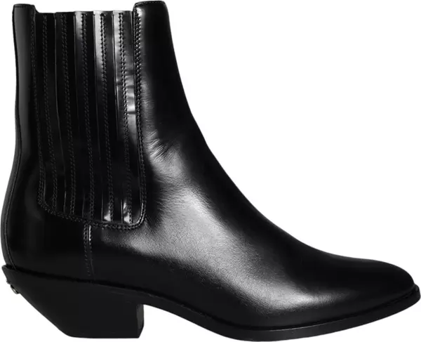 Black Leather Ankle Boots Booties Shoes
