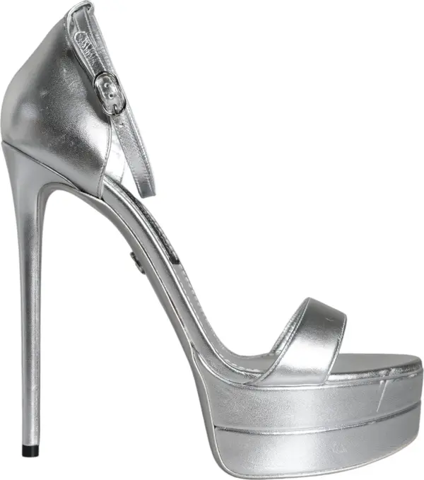 Silver Leather Platform Keira Sandals Shoes