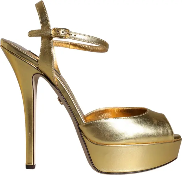 Gold Bette Leather Heels Sandals Shoes