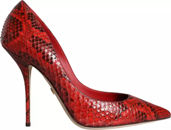 Red Leather Stiletto High Heels Pumps Shoes