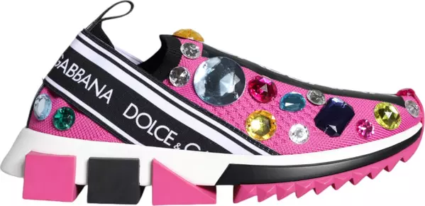 Pink Sorrento Crystals Low Top Sneakers Shoes