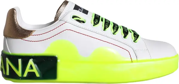 White Leather Portofino Low Top Sneakers Shoes