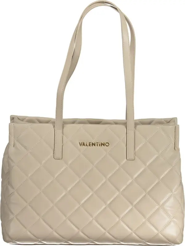 Beige Polyurethane Womens Bag