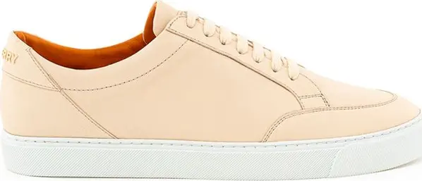 Pink Leather Low Top Sneakers