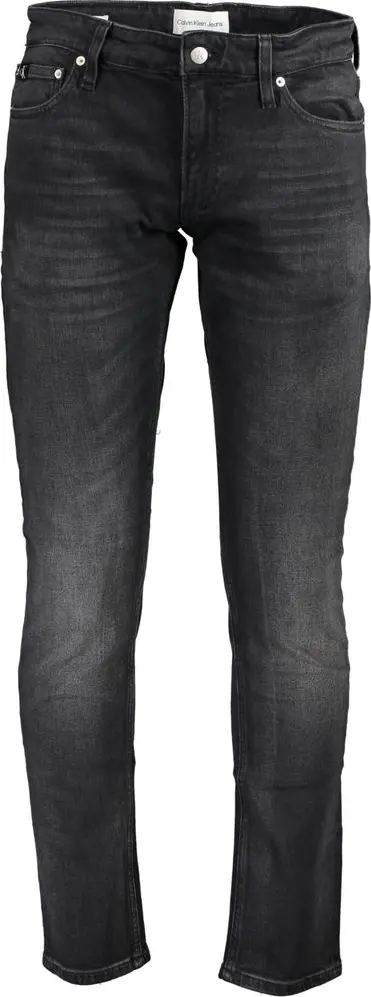 Black Cotton Men's Slim-Fit Jeans