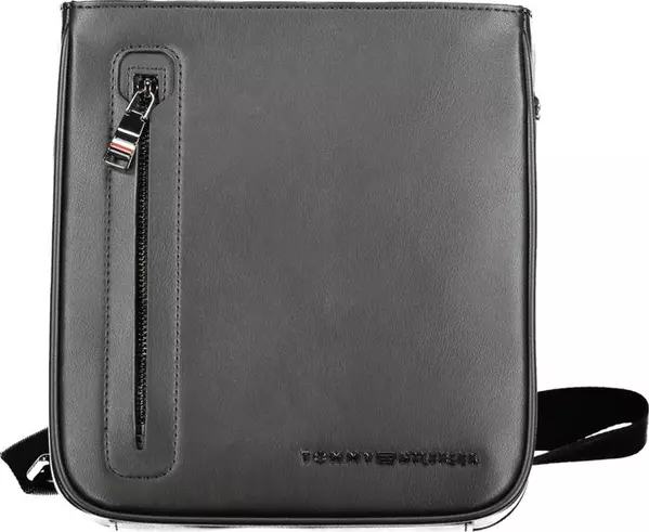 Black Polyurethane Men's Shoulder Bag