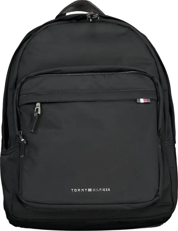 Black Polyester Men Backpack