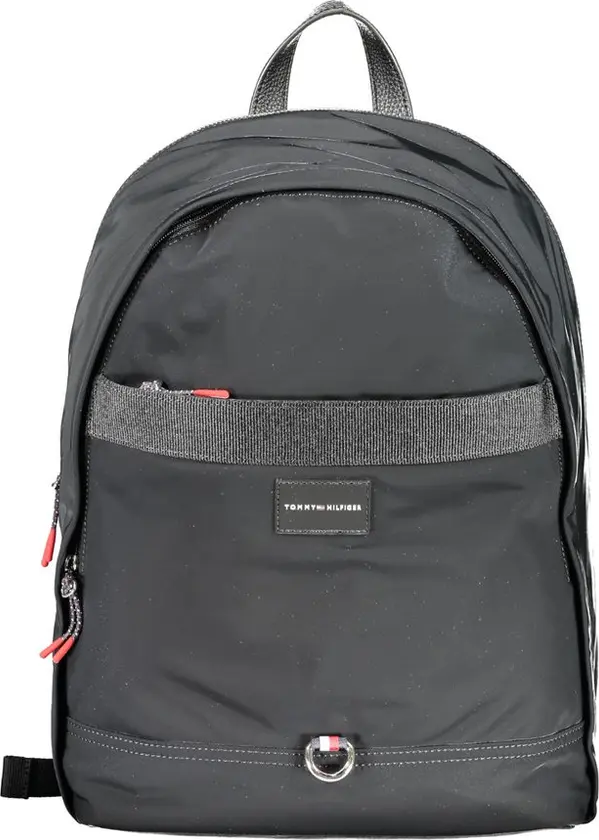 Black Polyester Men Backpack