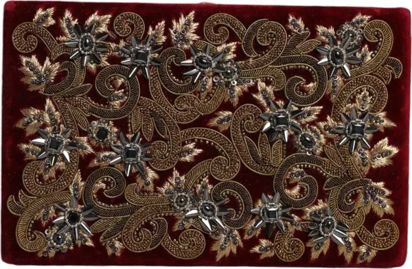 Red Velvet Gold Frame Clutch Evening Party Purse Bag