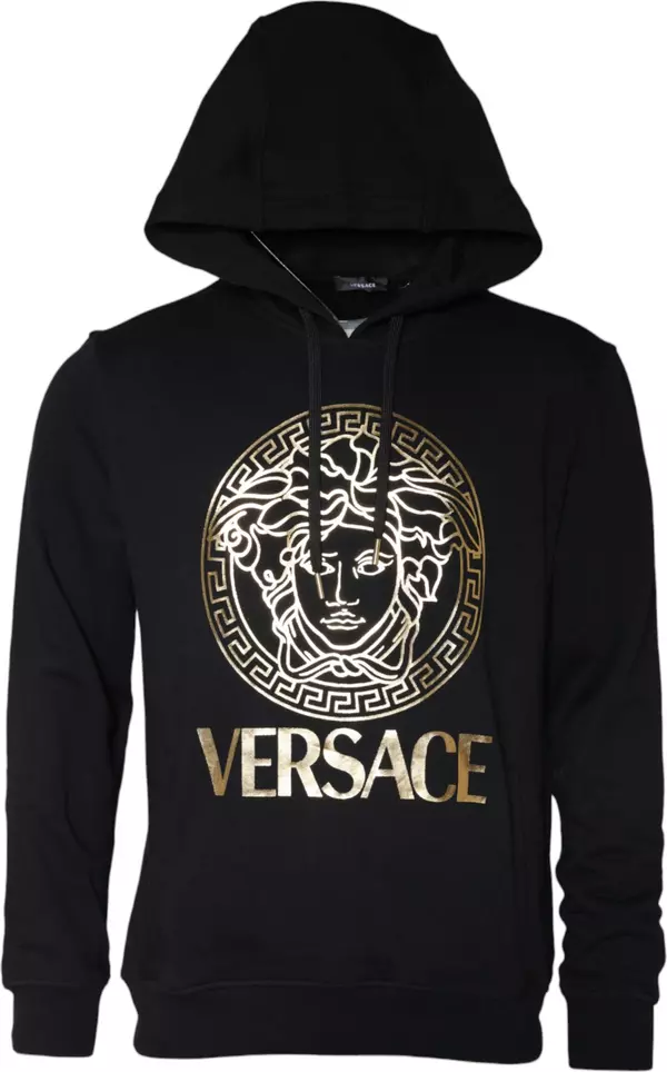 Black Medusa Print Cotton HoodiePullover Sweatshirt Sweater