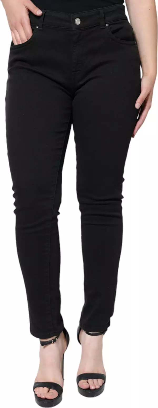 Black Cotton Stretch Skinny Denim Jeans