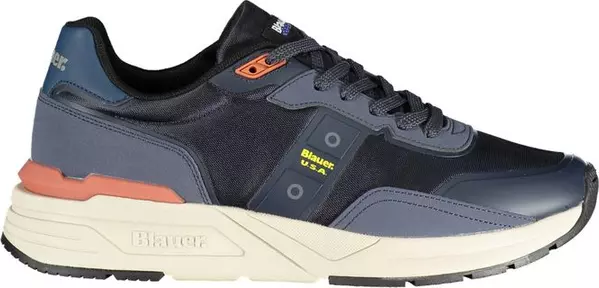 Blue Polyurethane Men Sneaker