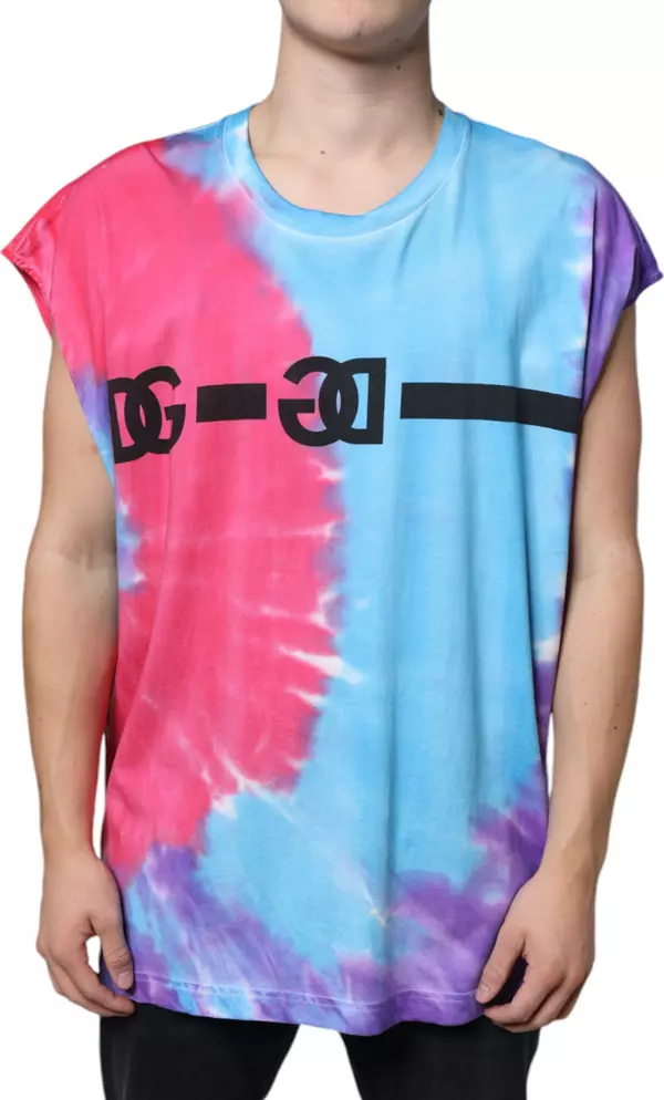 Multicolor Tie Dye Cotton Sleeveless T-shirt