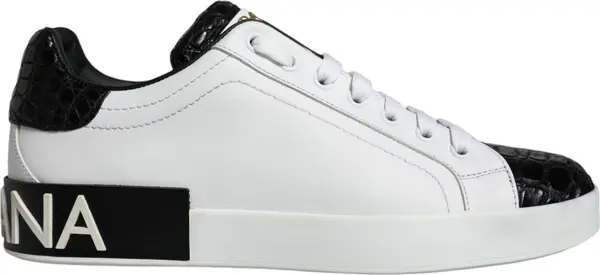 Black Leather Logo Portofino Sneaker Shoes
