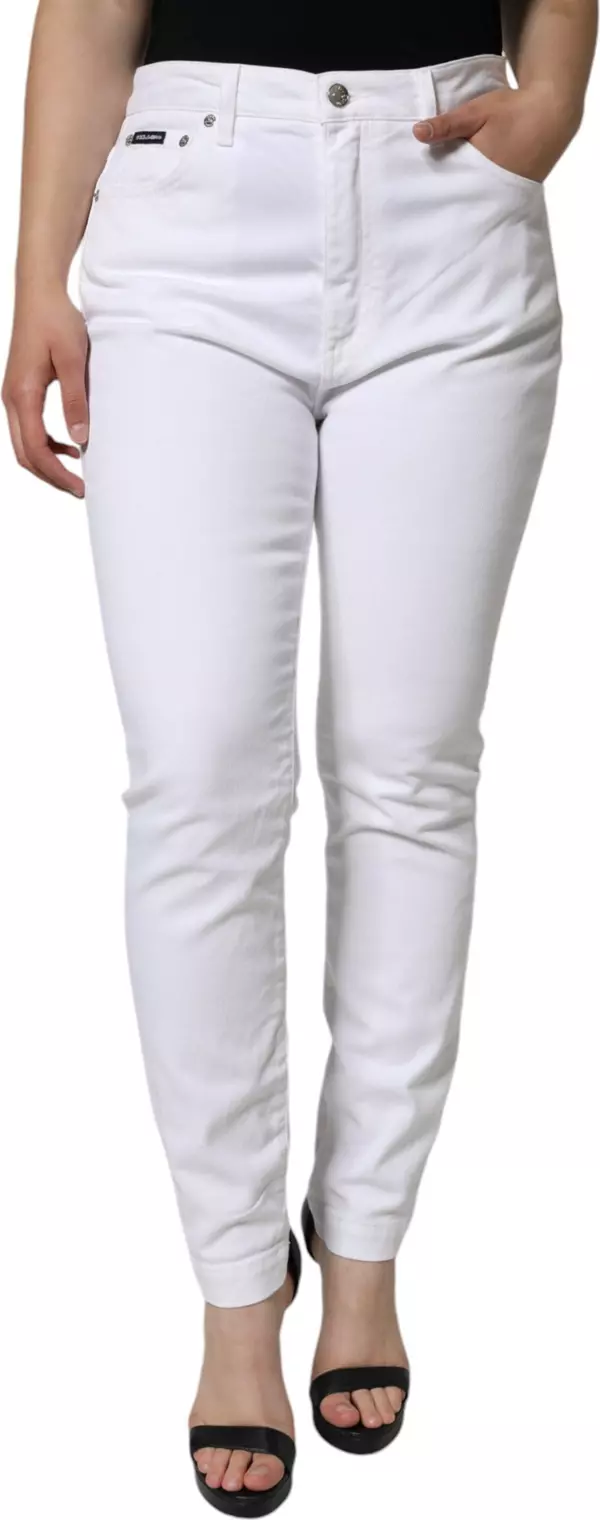 White Cotton Stretch AUDREY Skinny Jeans