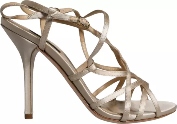 Beige Leather Stiletto Heels Sandals Shoes