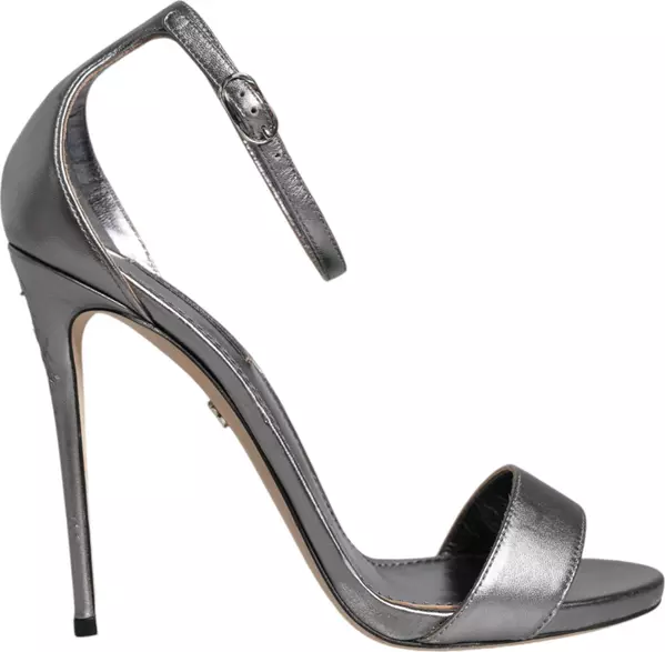 Silver KEIRA Heels Ankle Strap Sandals Shoes