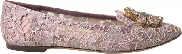 Pink Lace Crystal Ballet Flats Loafers Shoes