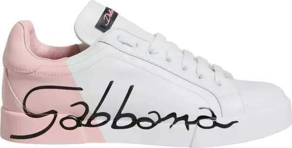 White Pink Portofino Low Top Sneakers Shoes