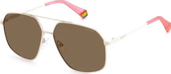 Beige Stainless Steel Sunglasses