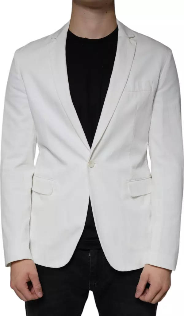 White Single Breasted One Button Dress Formal Blazer