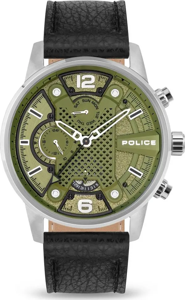 Black Leather Bracelet Watch