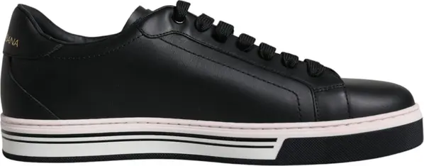Black Leather Low Top Men Sneakers Shoes