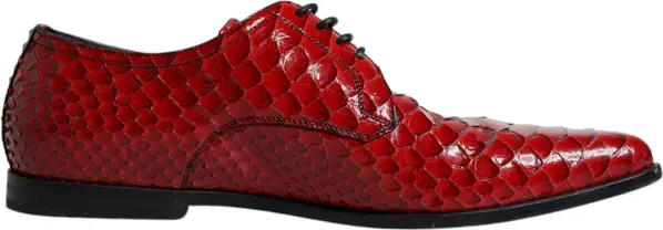 Red Textured Varnished Derby Men Formal Shoes