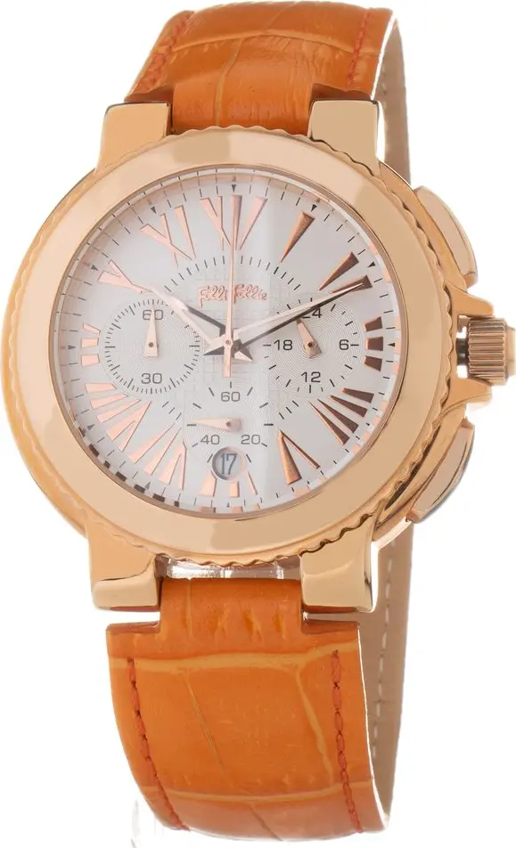 Orange Leather Dress Watch