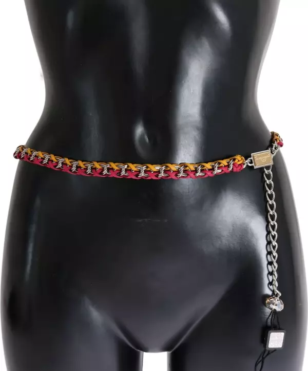 Red Yellow Leather Crystal Belt