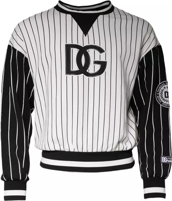 Black White Stripes Logo Sweatshirt Sweater
