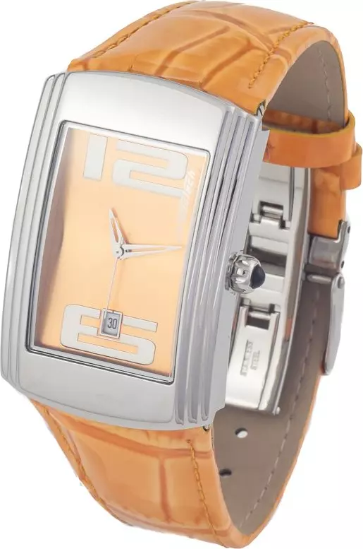 Orange Leather Dress Watch