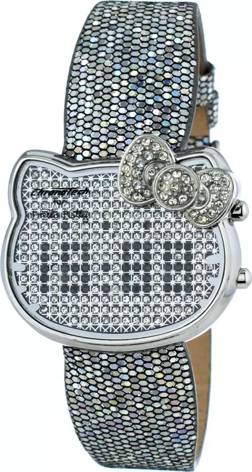 Silver Leather Digital Watch