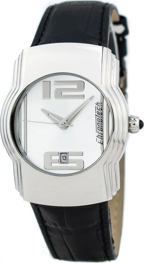 Black Leather Dress Watch