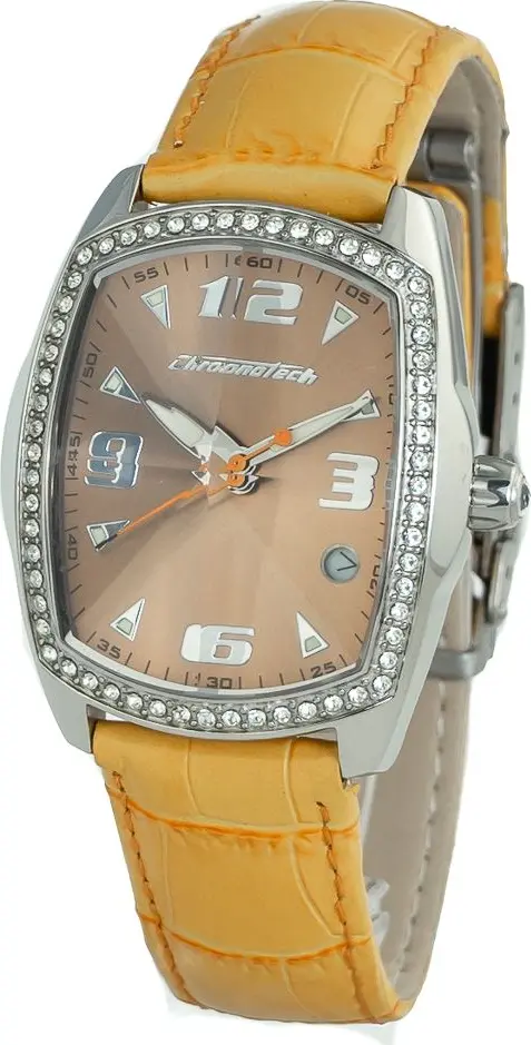 Orange Leather Dress Watch