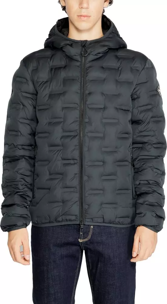 Blue Polyester Full-Length Jacket