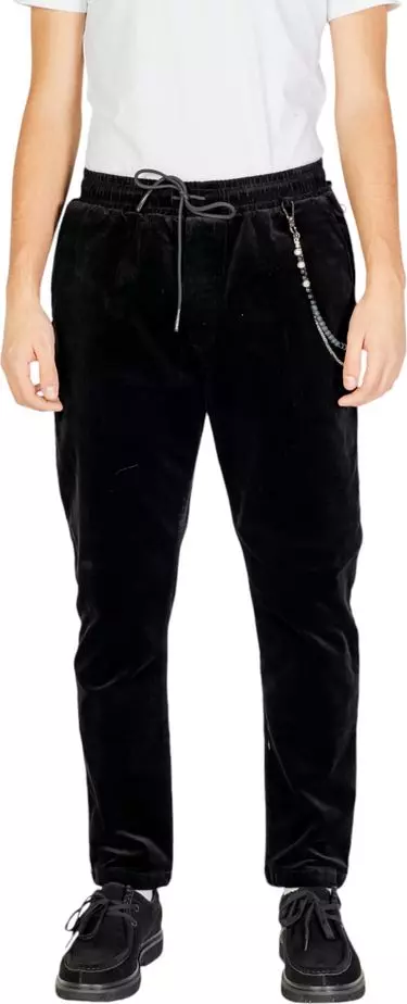 Black Cotton Casual Pants