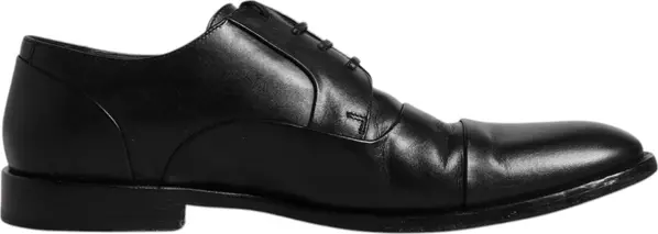 Black Leather Lace Up Men Derby Formal Shoes