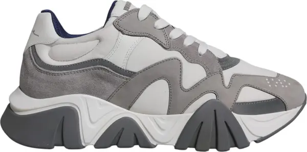 Grey Leather Neoprene Chunky Low Top Squalo Sneakers Shoes